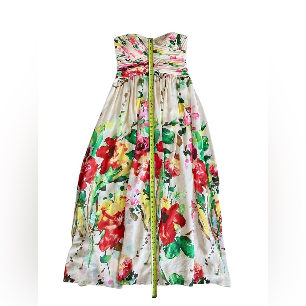 JS COLLECTION Blush Watercolor Floral Chiffon Sweetheart Formal Gown 12 MRSP$225 - Picture 9 of 11